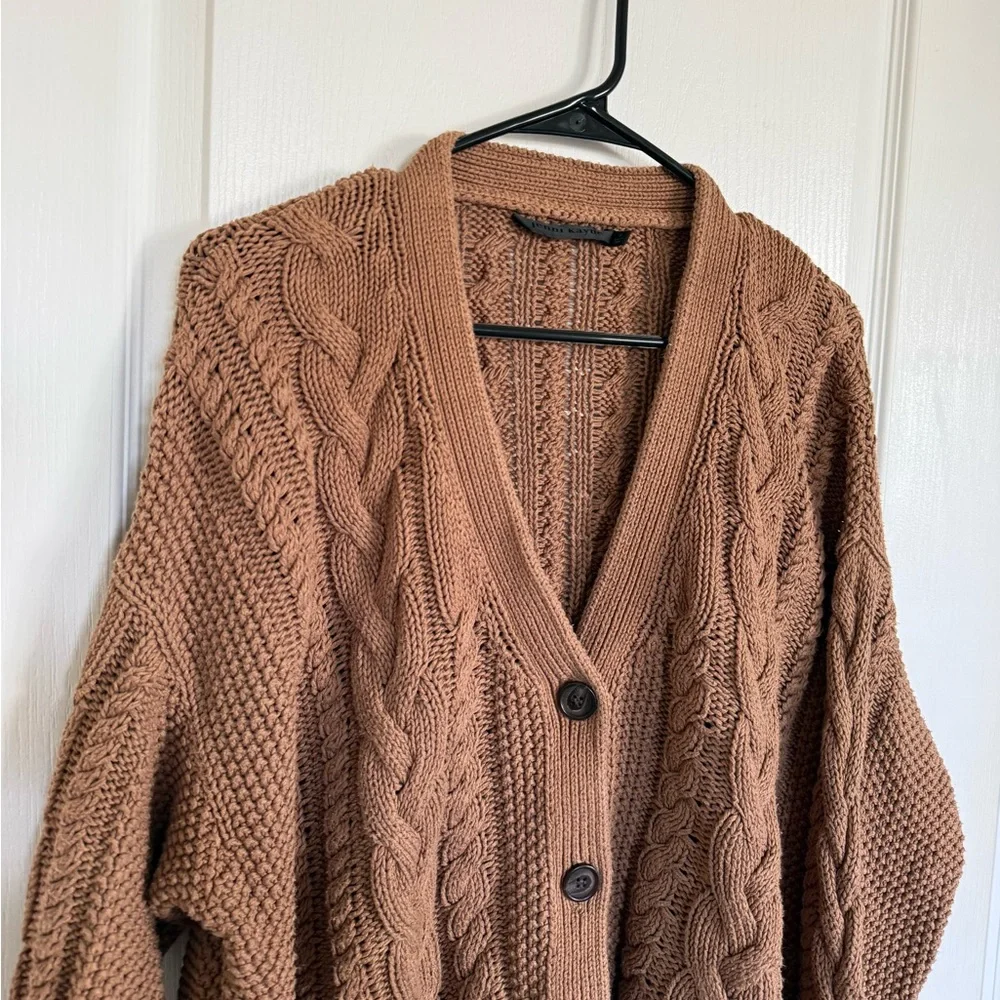 Jenni Kayne Cable Knit Oversized Cardigan In Brown - Picture 5 of 8